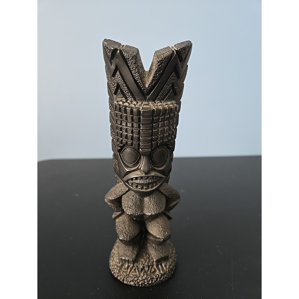 Coco Joes Kanaloa Ancient Polynesian Black Lava Tiki Statue Hawaii‎ 8"